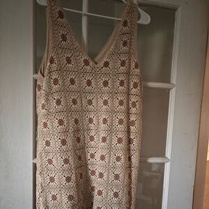 Rylee + Cru Tan Crochet Dress